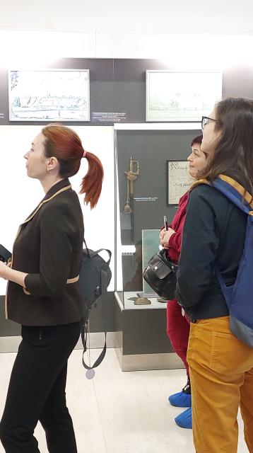 People gathered at an art show